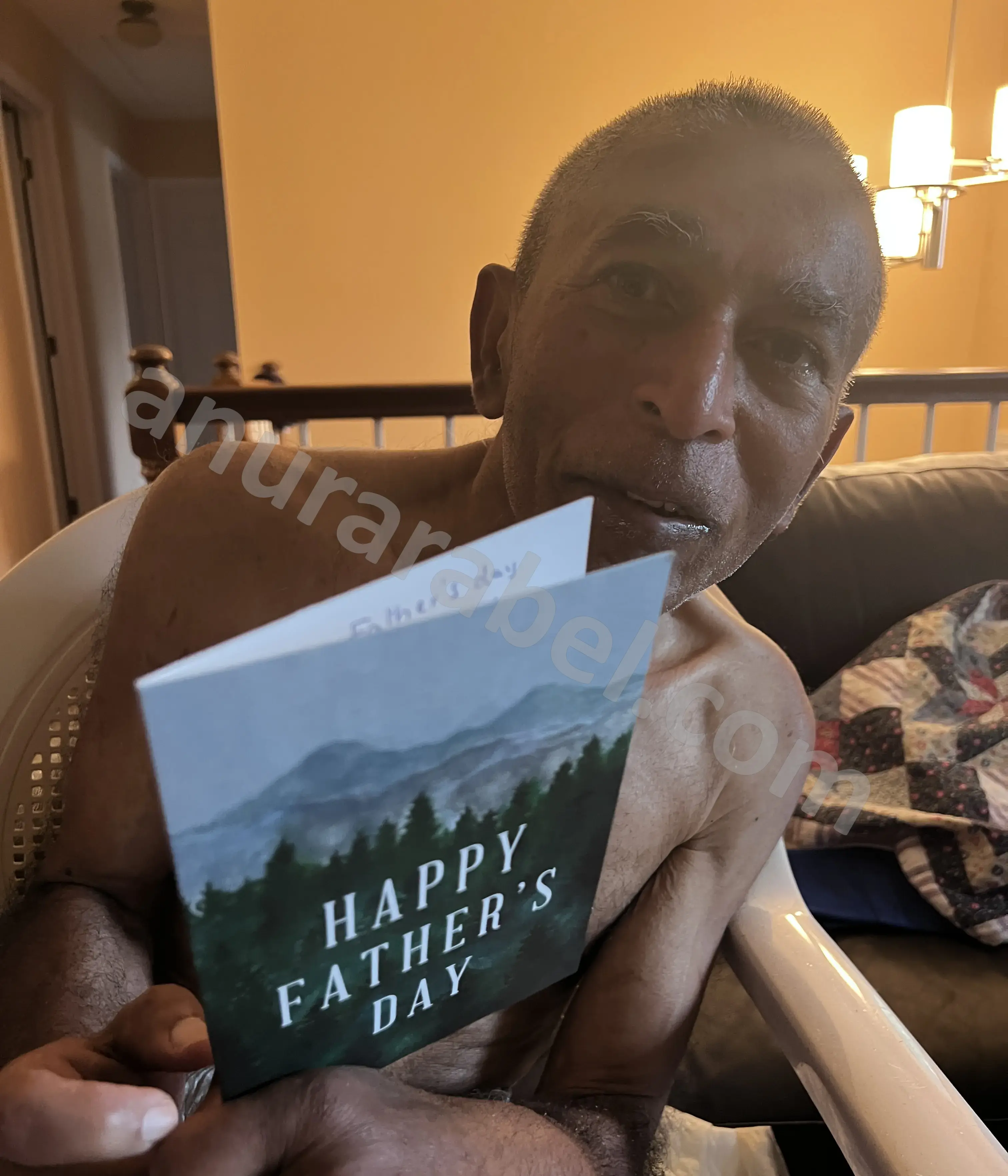 Anura with Happy Fathers Day card given by Jayamini, Chamara, and Ruwanthi for Fathers Day 2025