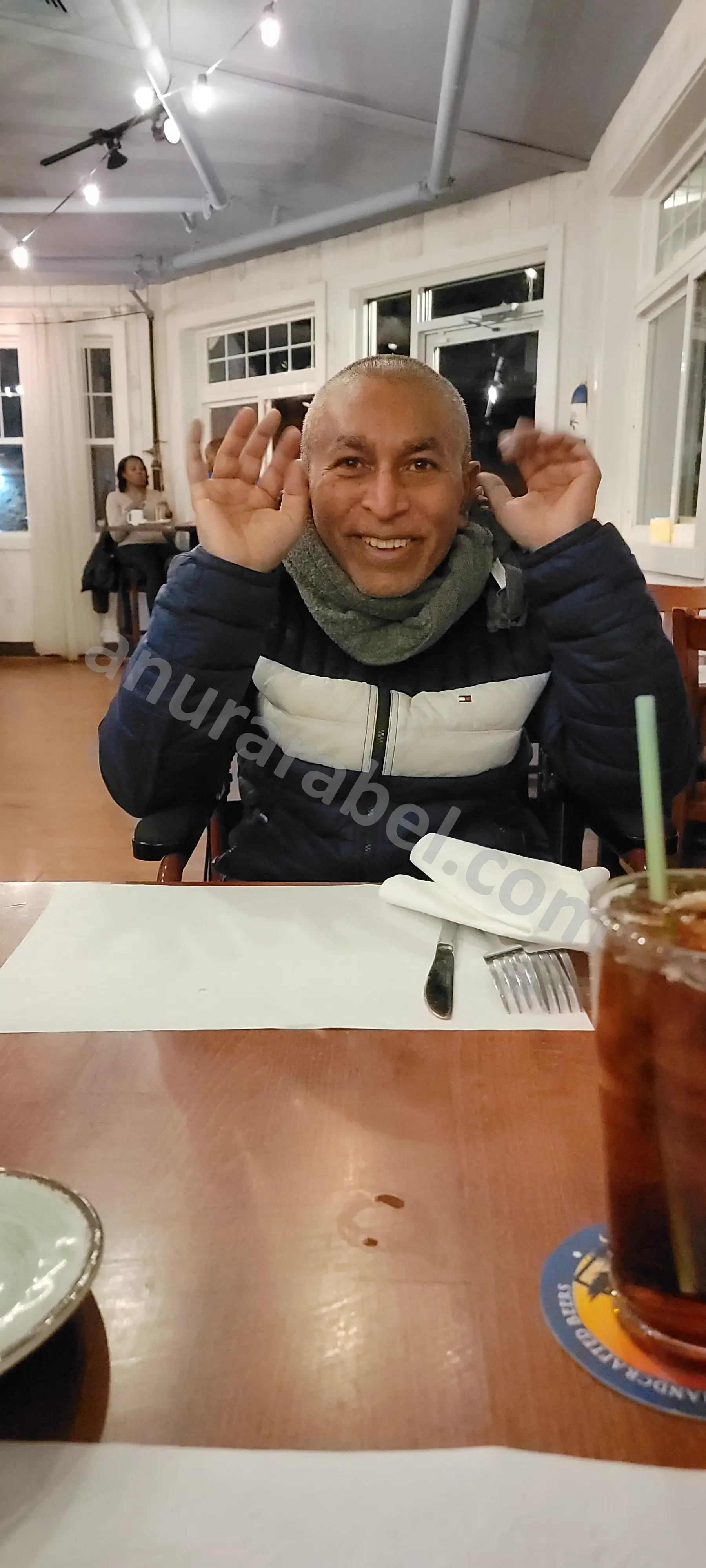 Anura at Ruddy Ducks Restaurant in Piney Point, Maryland with Jayamini, Chamara, and Ruwanthi for his 68th Birthday